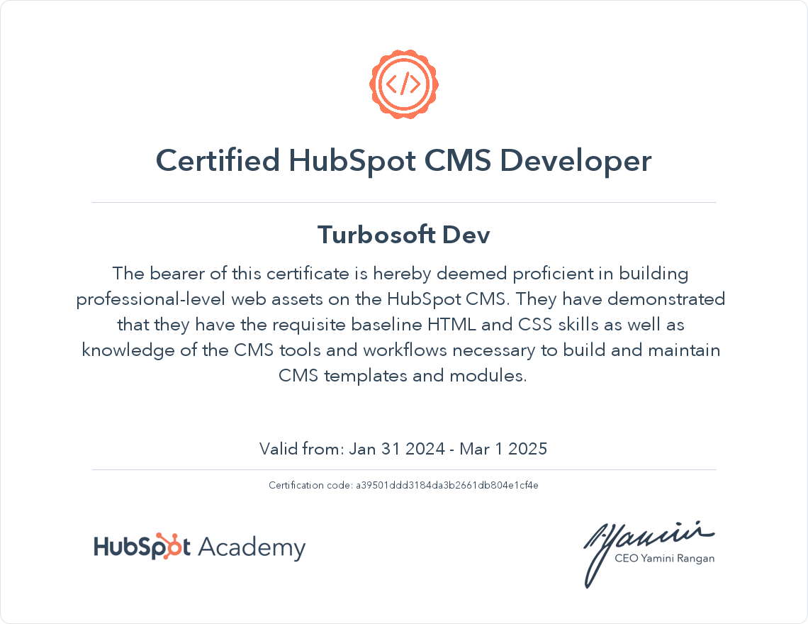 HubSpot CMS Developer